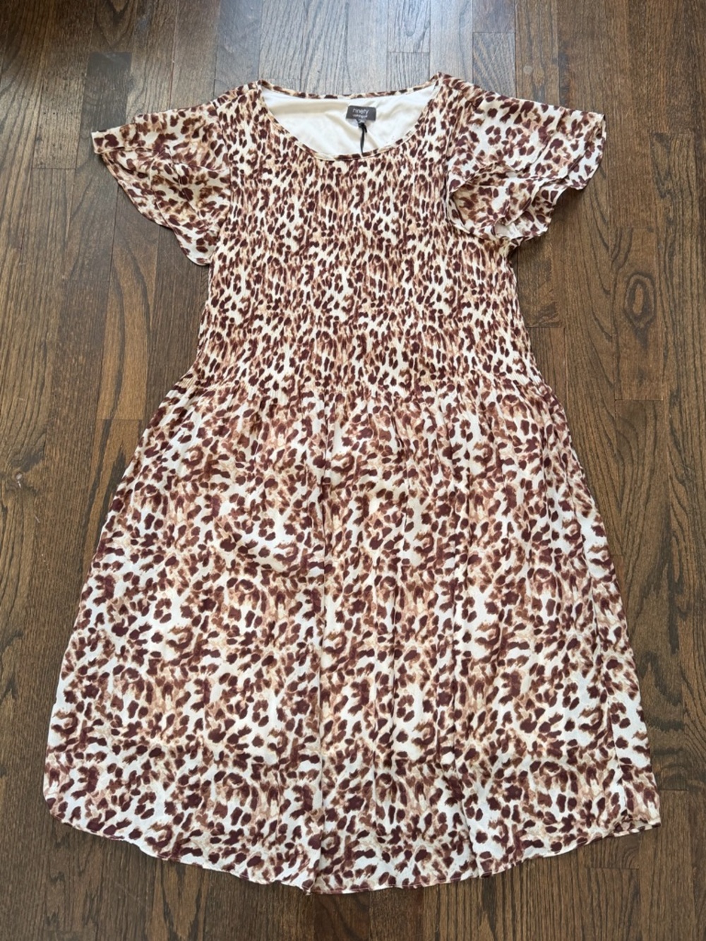 Ninety Brown and Cream Leopard Print Midi Dress